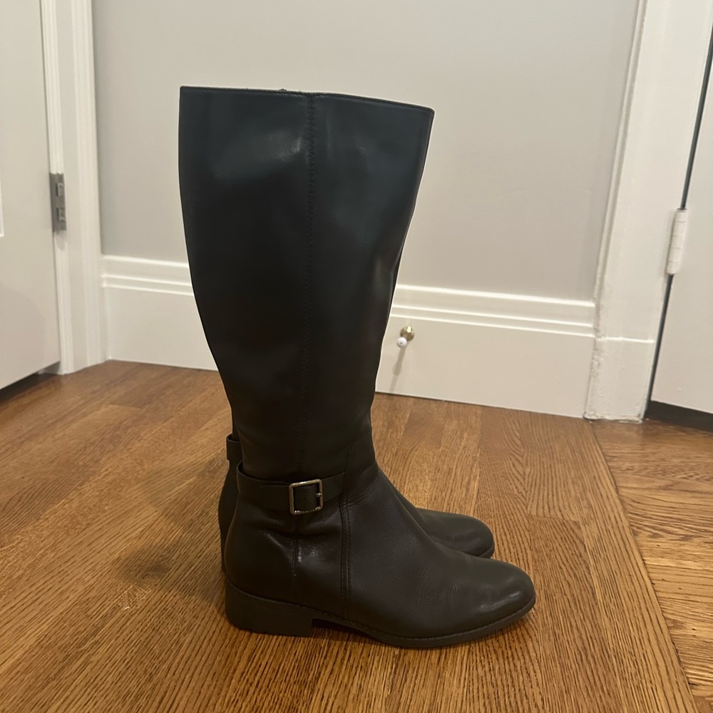 Cole Haan Waterproof Black Leather Riding Boots
